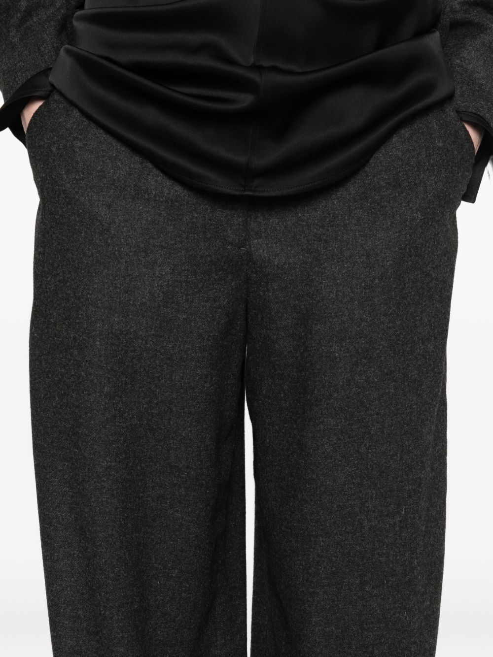 Totême Wide-leg Flannel Trousers Featuring Pockets In Black