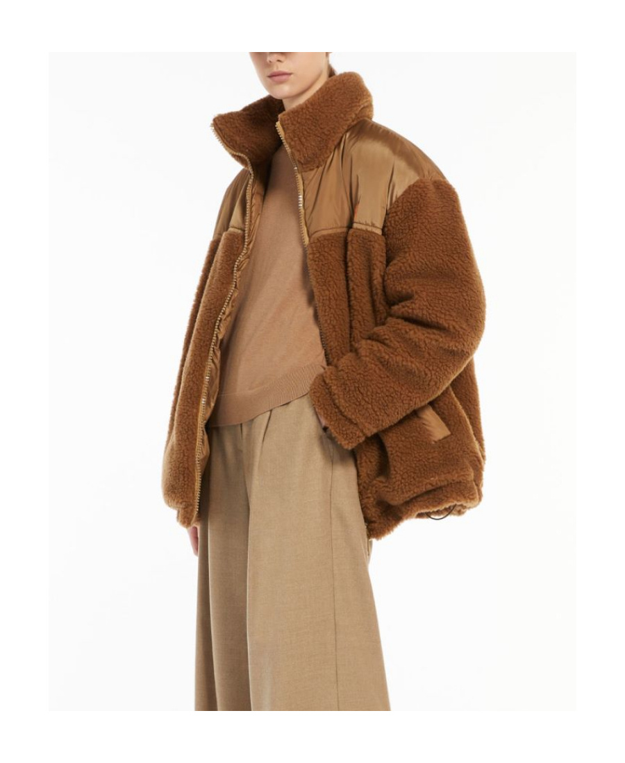 Weekend Max Mara Logo Down Jacket In Brown