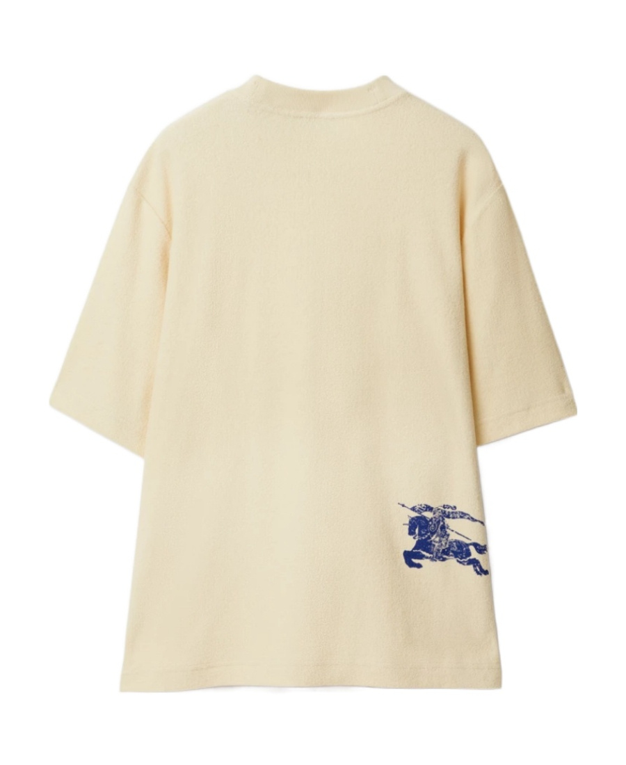 Burberry Logo Embroidered Cotton T-shirt In Nude