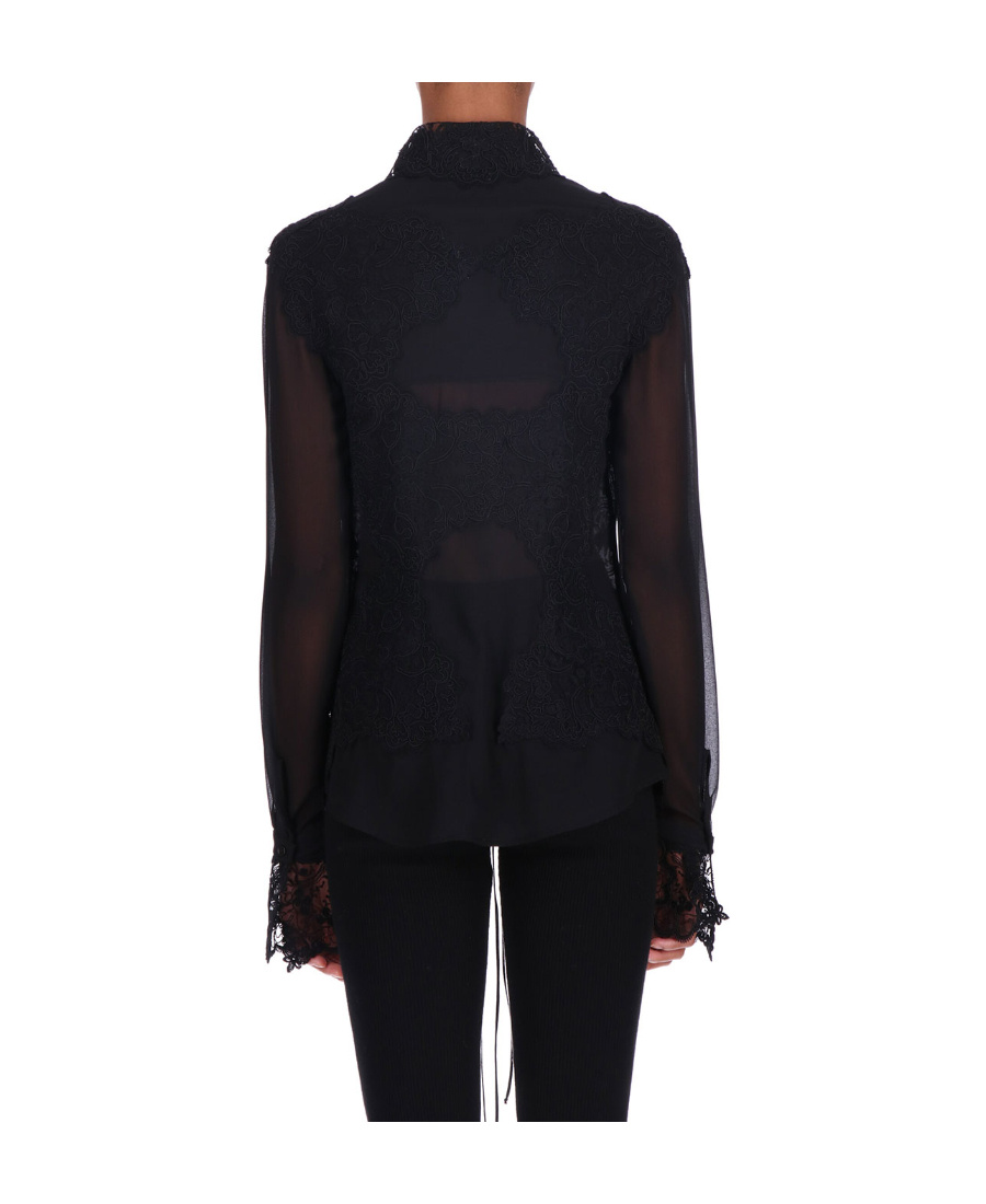 Ermanno Scervino Lace Long-sleeved Shirt In Black