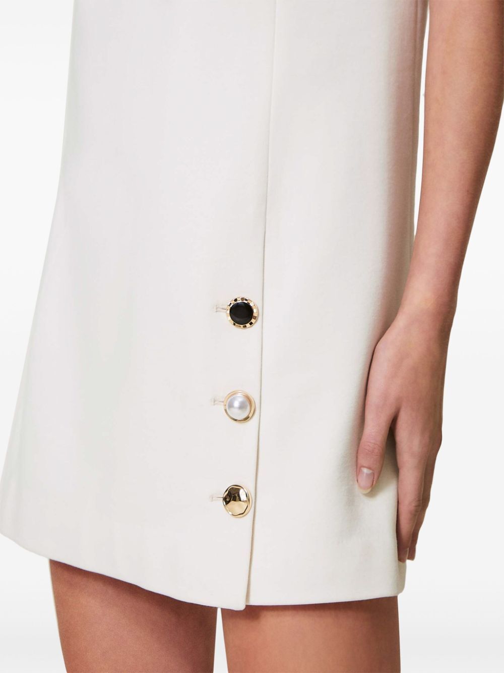 Shop Twinset Buttoned Mini Dress In White