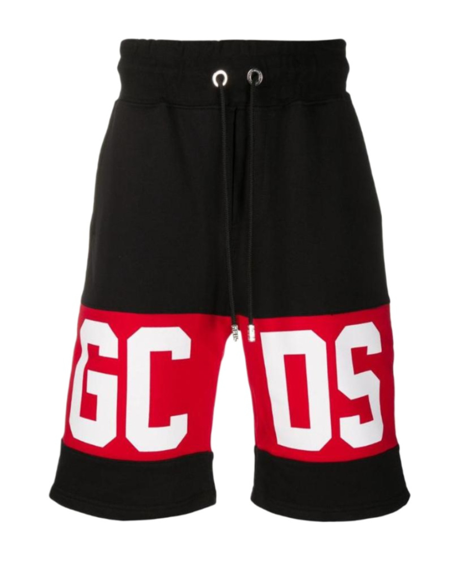 Gcds Logo-band Cotton Shorts In Black