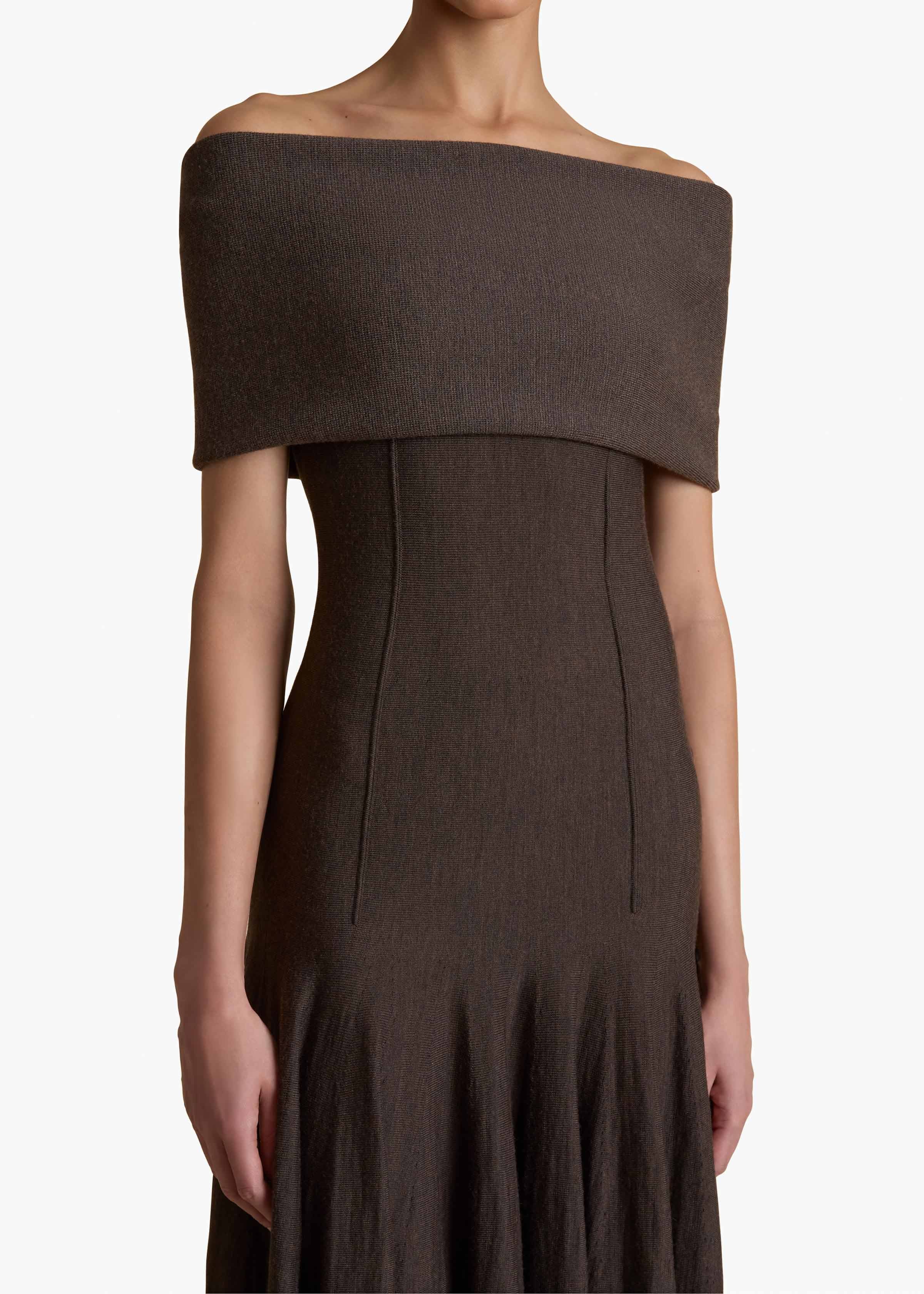 Khaite Bruna Off-the-shoulder Gathered Stretch-jersey Maxi Dress In Black