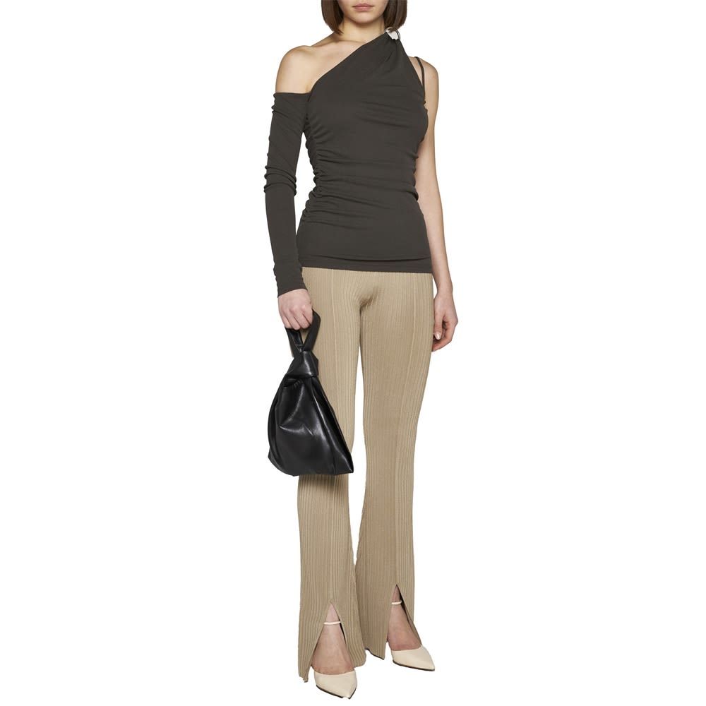 Nanushka Draped Neckline Jersey Wrap Top In Black