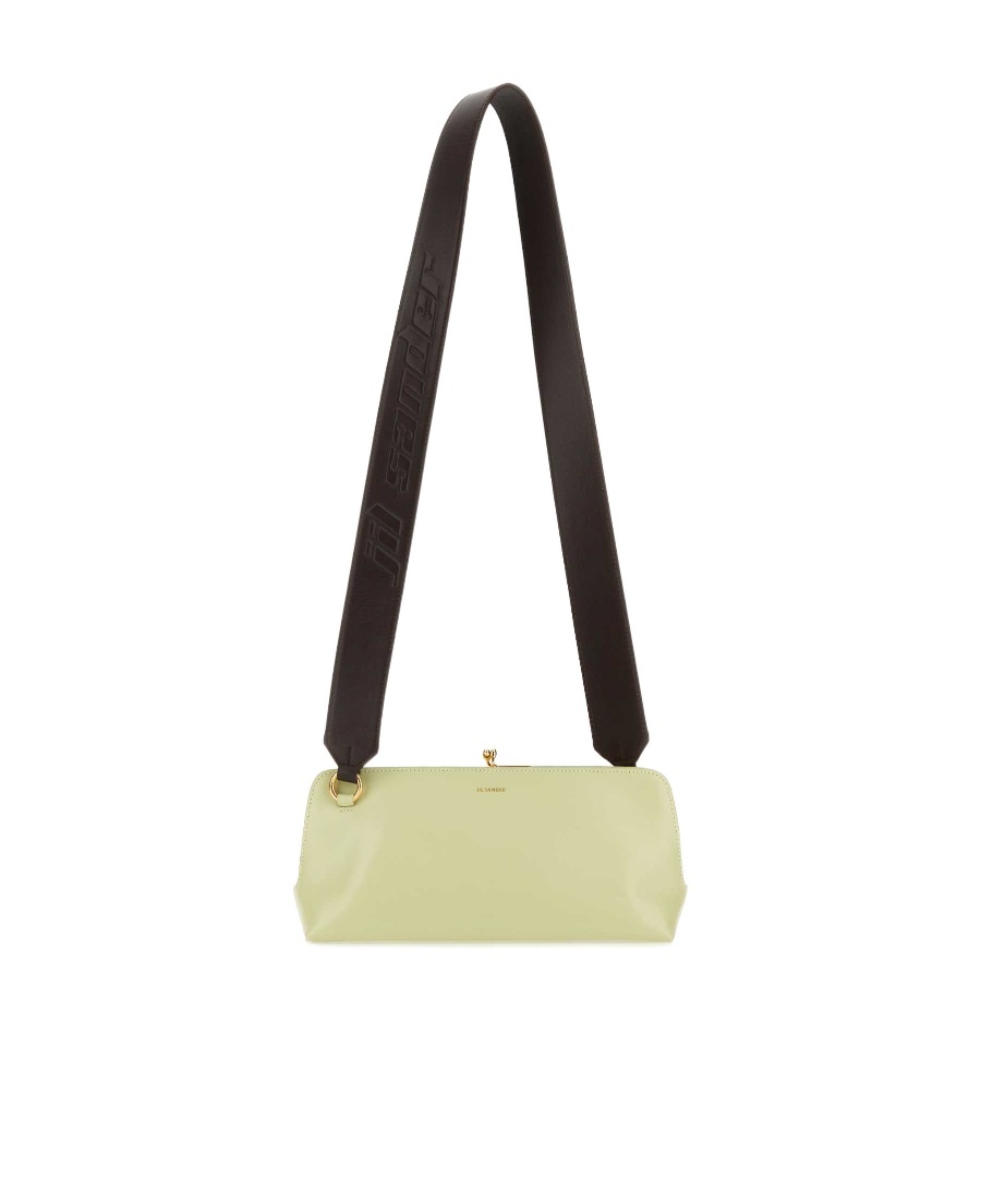 Jil Sander Pastel Green Leather Small Goji Shoulder Bag In Black