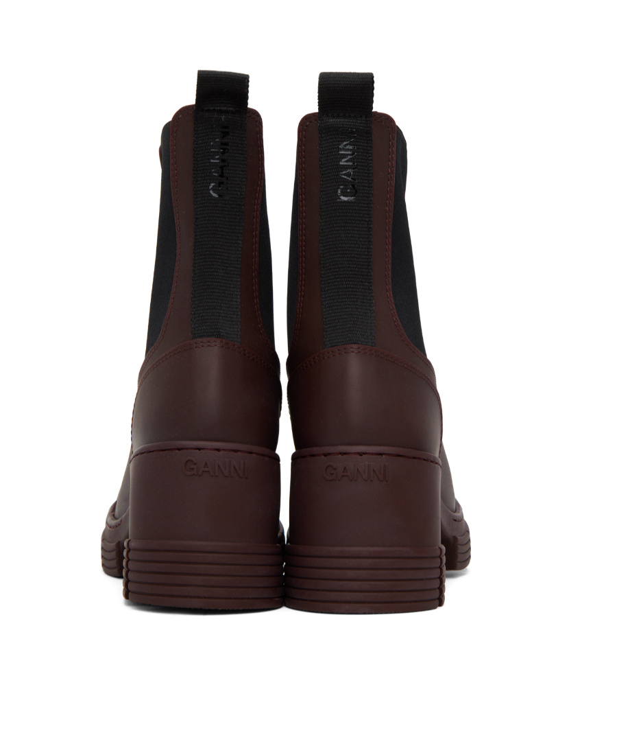 Ganni Woman Ankle Boots Burgundy Size 7 Rubber In Black