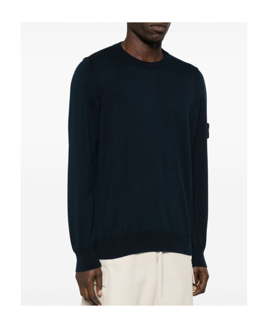 Shop Stone Island Compass Patch Crewneck Jumper In Blue