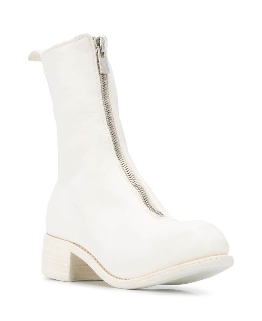 Shop Guidi Logo Zipper Boots In White