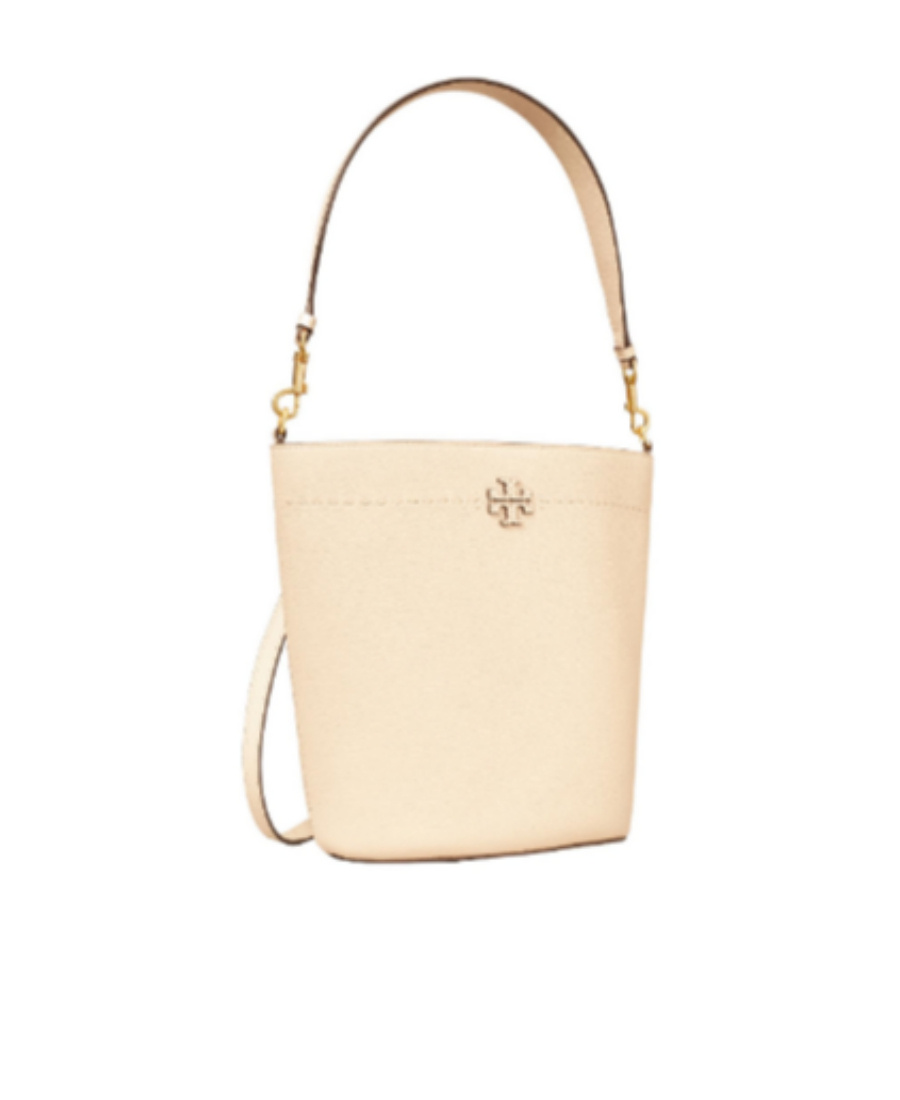 Tory Burch Mcgraw Logo Bucket Bag In Nude