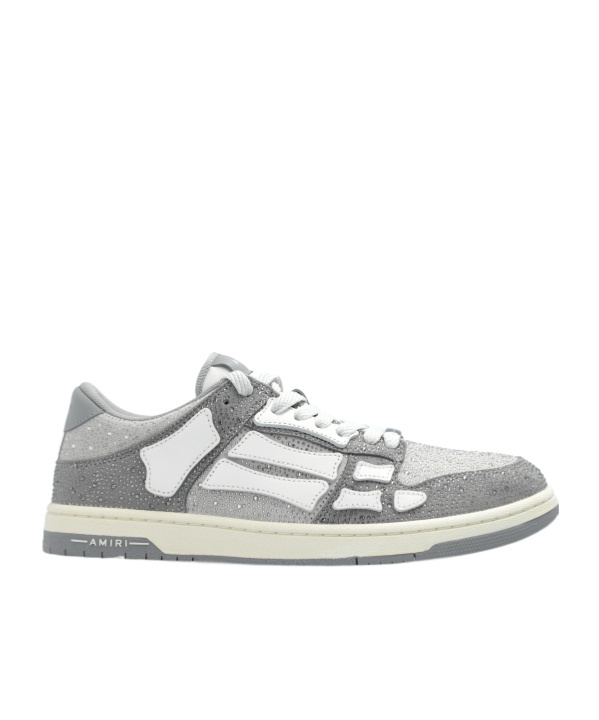 Amiri Gray Crystal Skel Top Low Sneakers In White