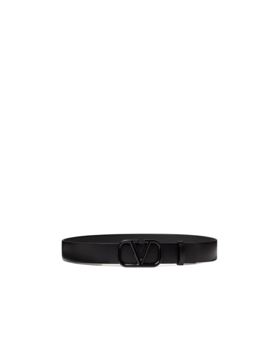Valentino Leather Vlogo Belt In Black