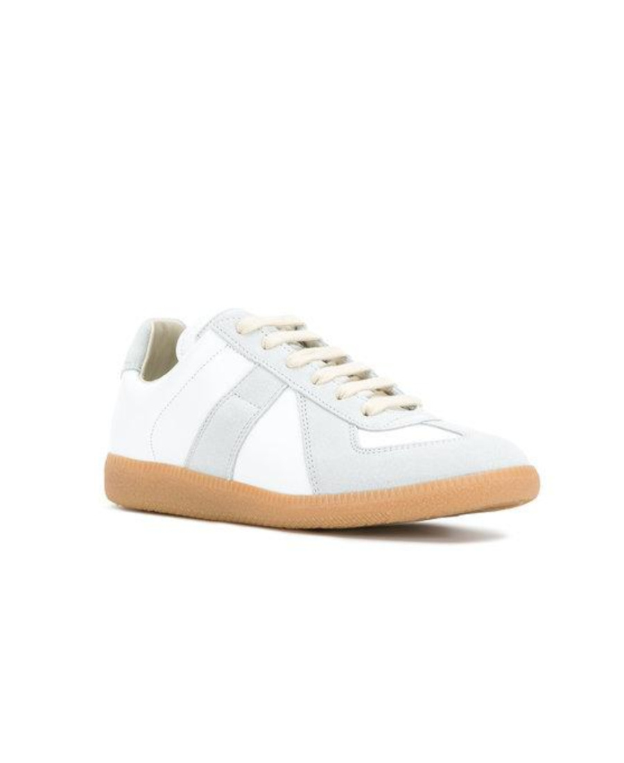 Maison Margiela White Sneakers With Textured Panels And Gum Rubber Sole
