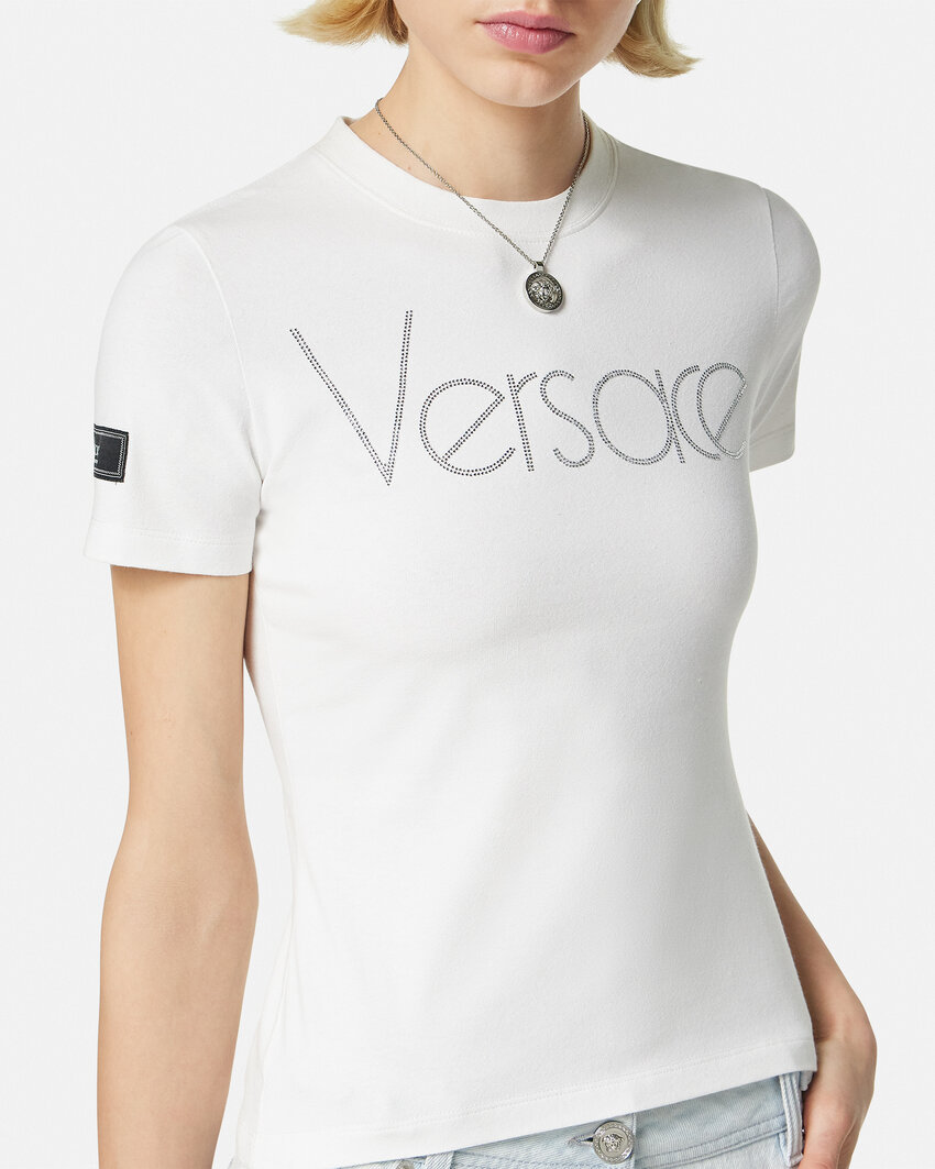 Versace Crystal 1978 Logo T-shirt In White
