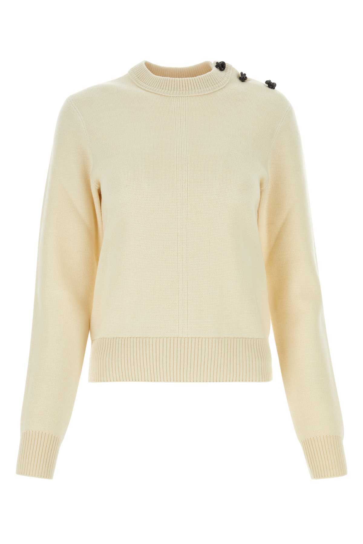 Bottega Veneta Crew-neck Wool Sweater Embellished Buttons In White