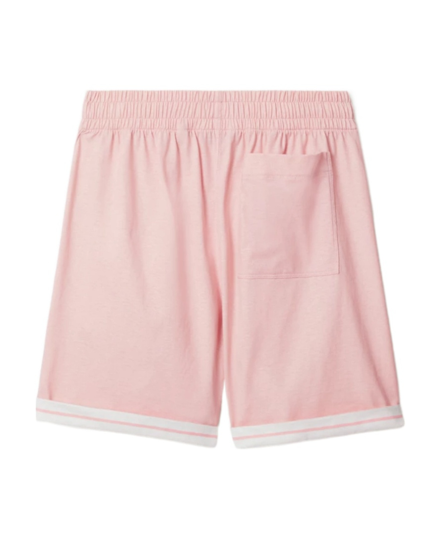 Burberry Elastic Waistband Cotton Shorts With Contrast Trim In Pink