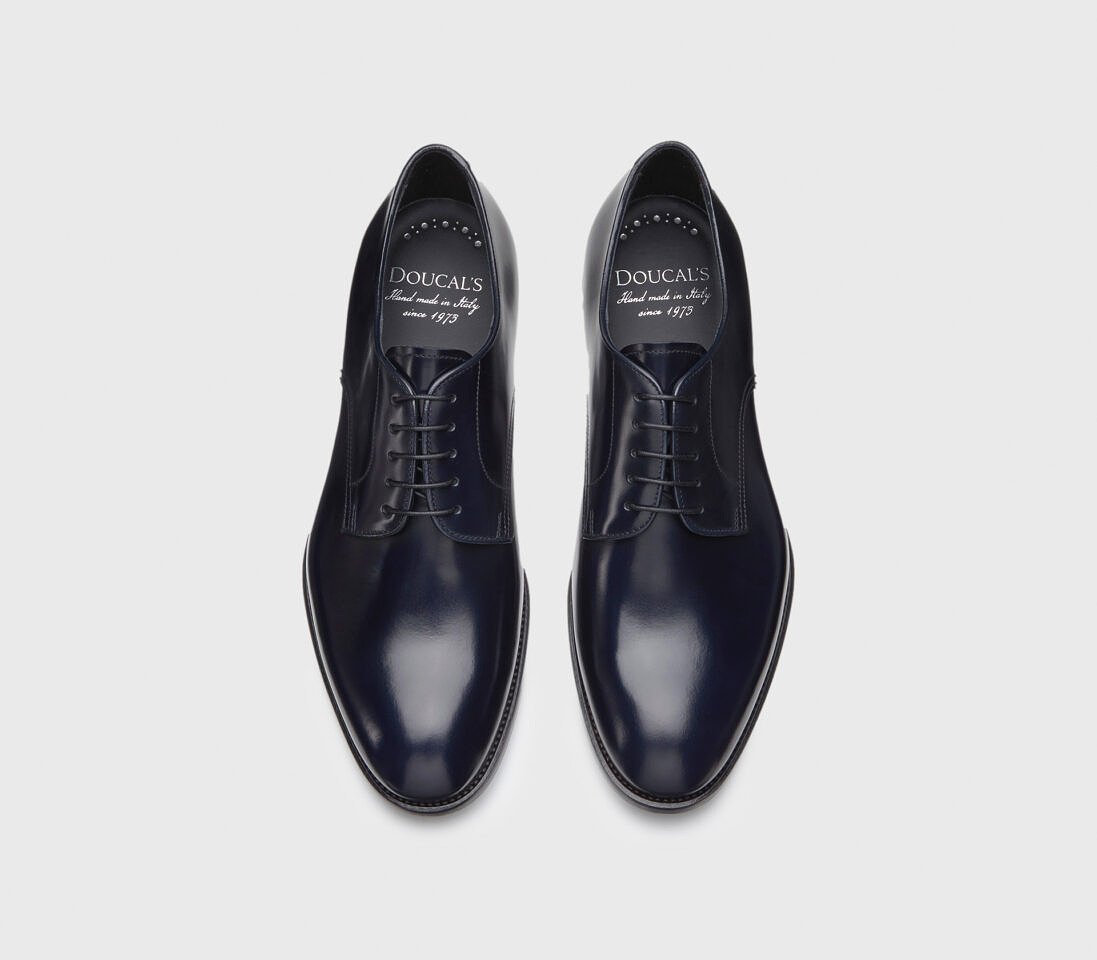 Doucal's Man Lace-up Shoes Midnight Blue Size 6.5 Soft Leather In Black