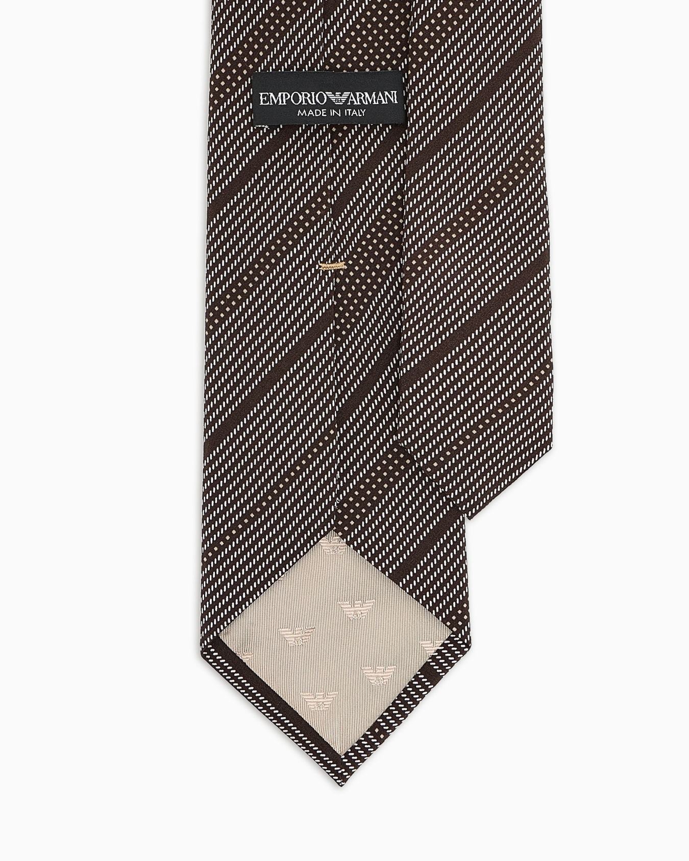 Emporio Armani Pure Silk Tie With Mixed Jacquard Pattern In Brown