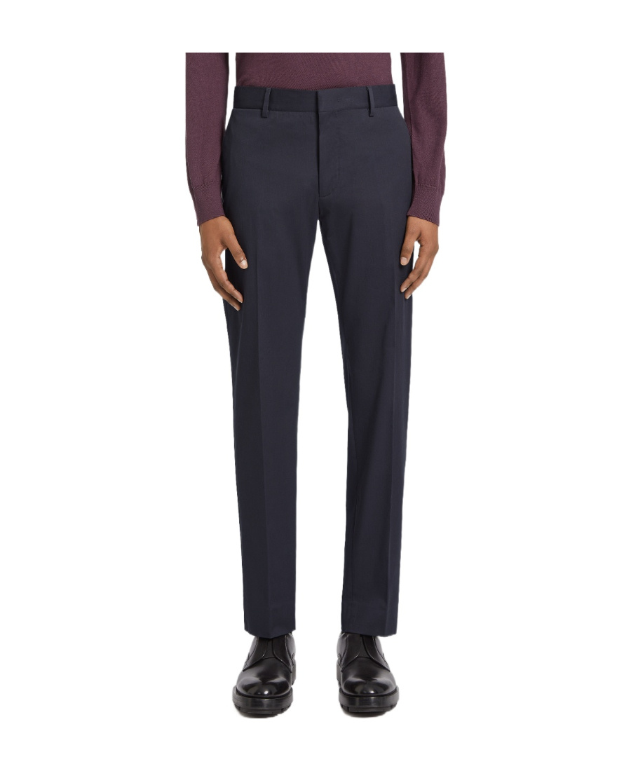 Shop Zegna Straight-leg Cotton Trousers In Black