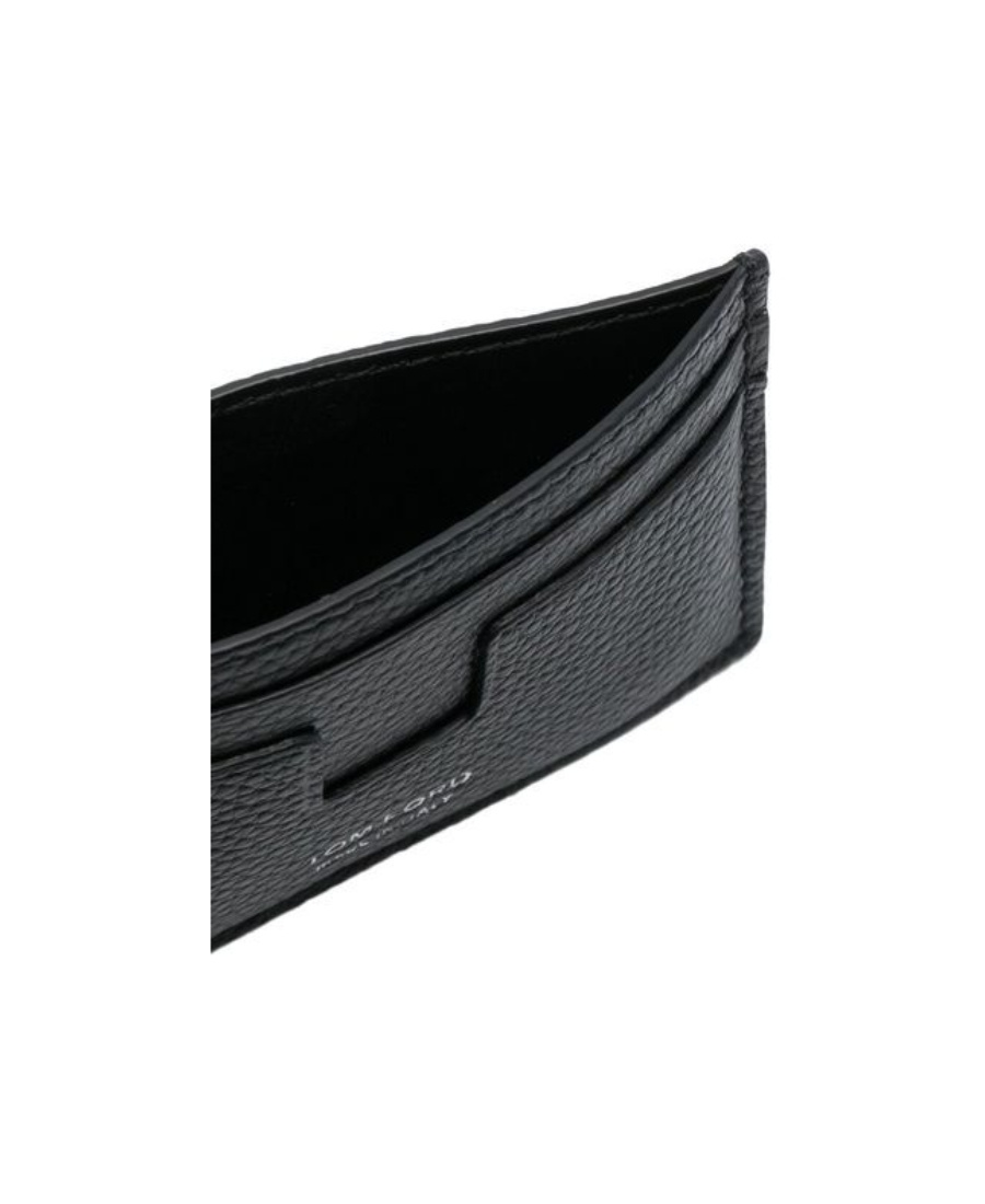 Tom Ford Logo-print Leather Cardholder In Black