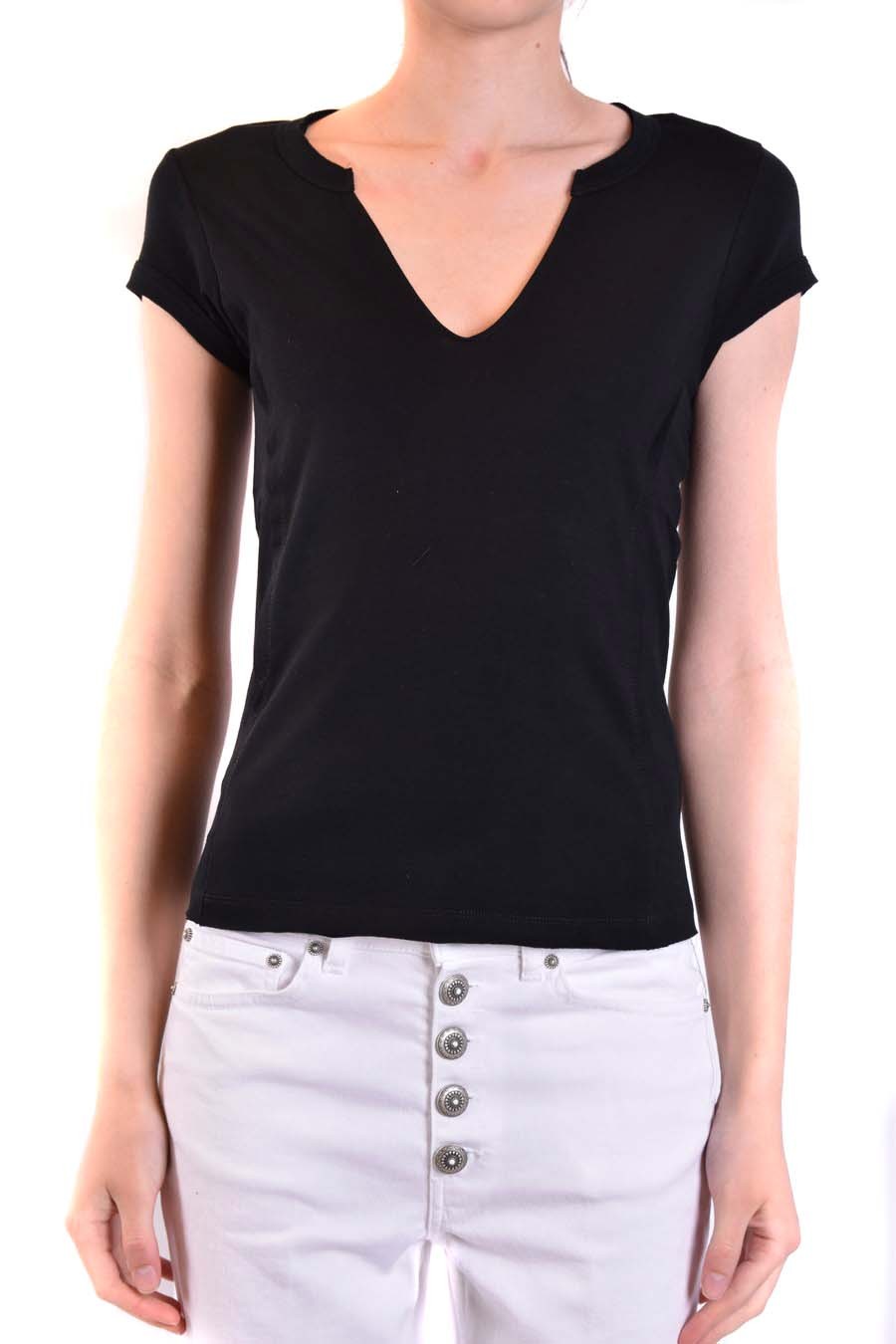Dondup Short Sleeves V-neck Fitted Soft Fabric In Black