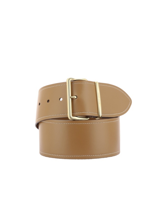 Miu Miu Logo-engraved Buckle Leather Belt In Brown