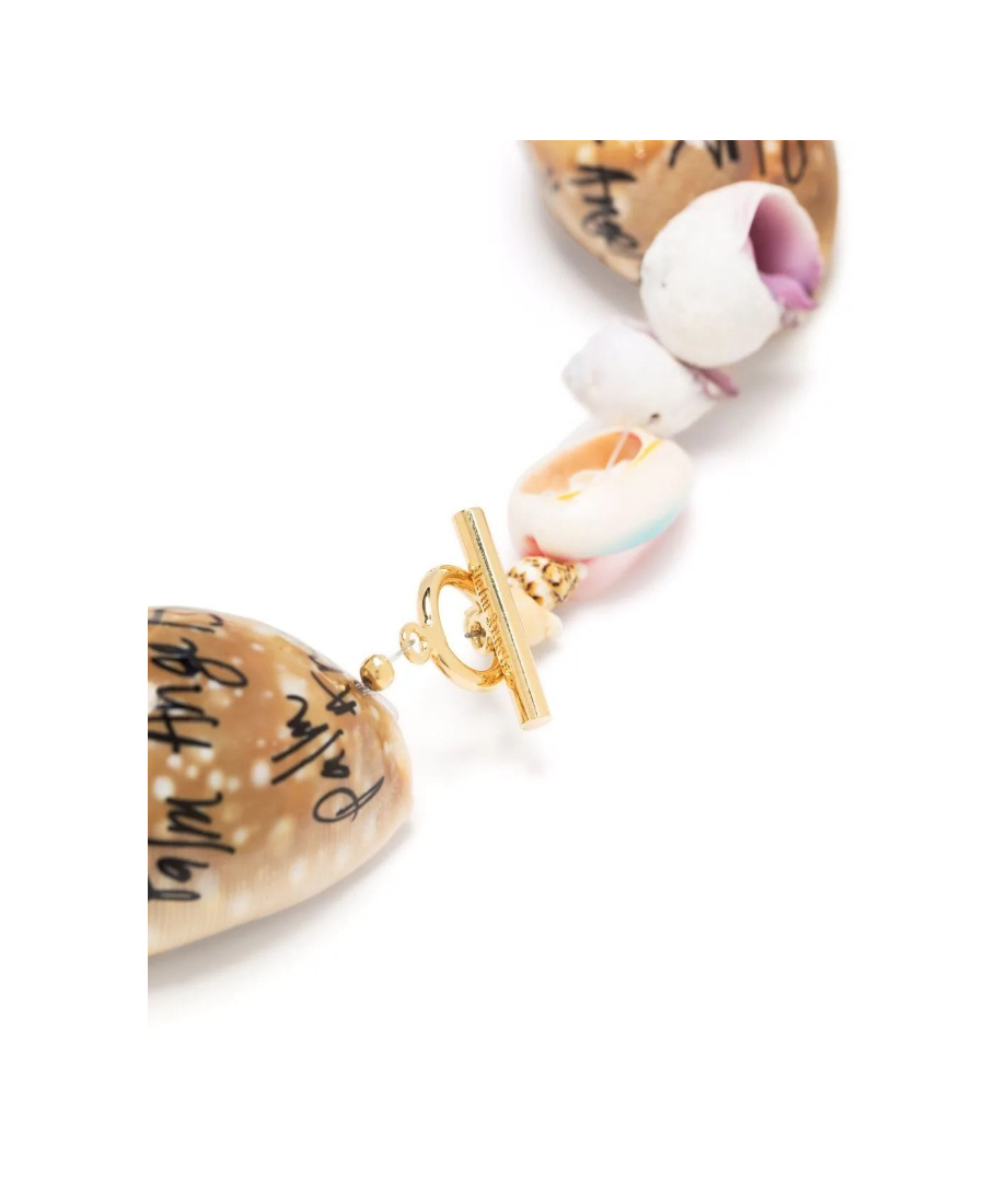 Palm Angels Logo-print Shell Necklace In Yellow