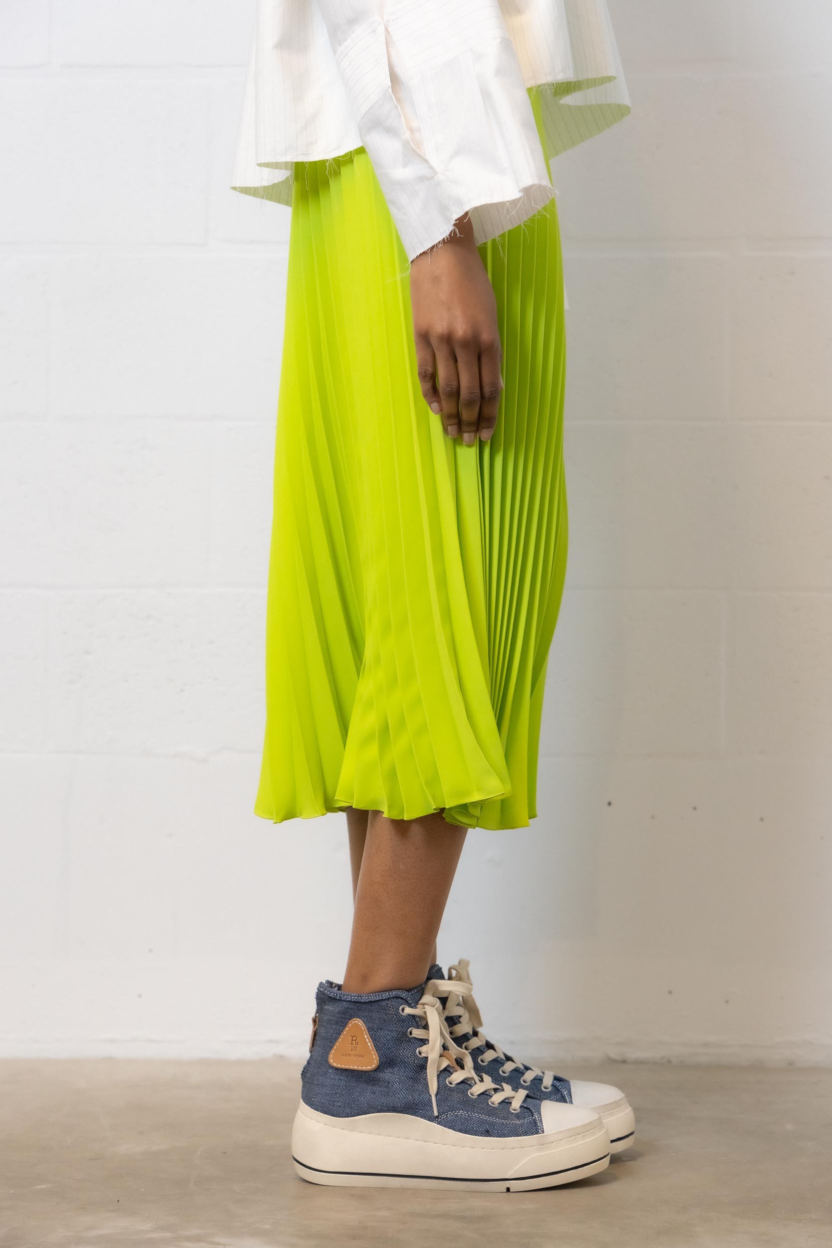 Mm6 Maison Margiela Woman Midi Skirt Lime Green Size 6 Polyester In Green