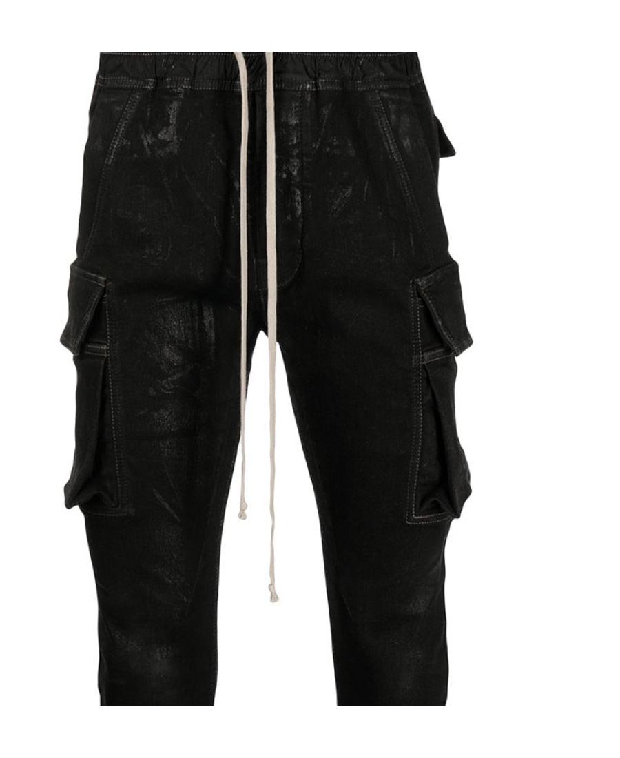 Rick Owens Elastic Waistband Trousers With Side And Back Pockets In Black