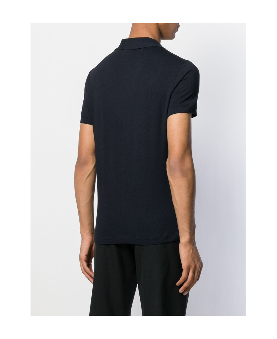 Giorgio Armani Logo Short-sleeved Polo Shirt In Black