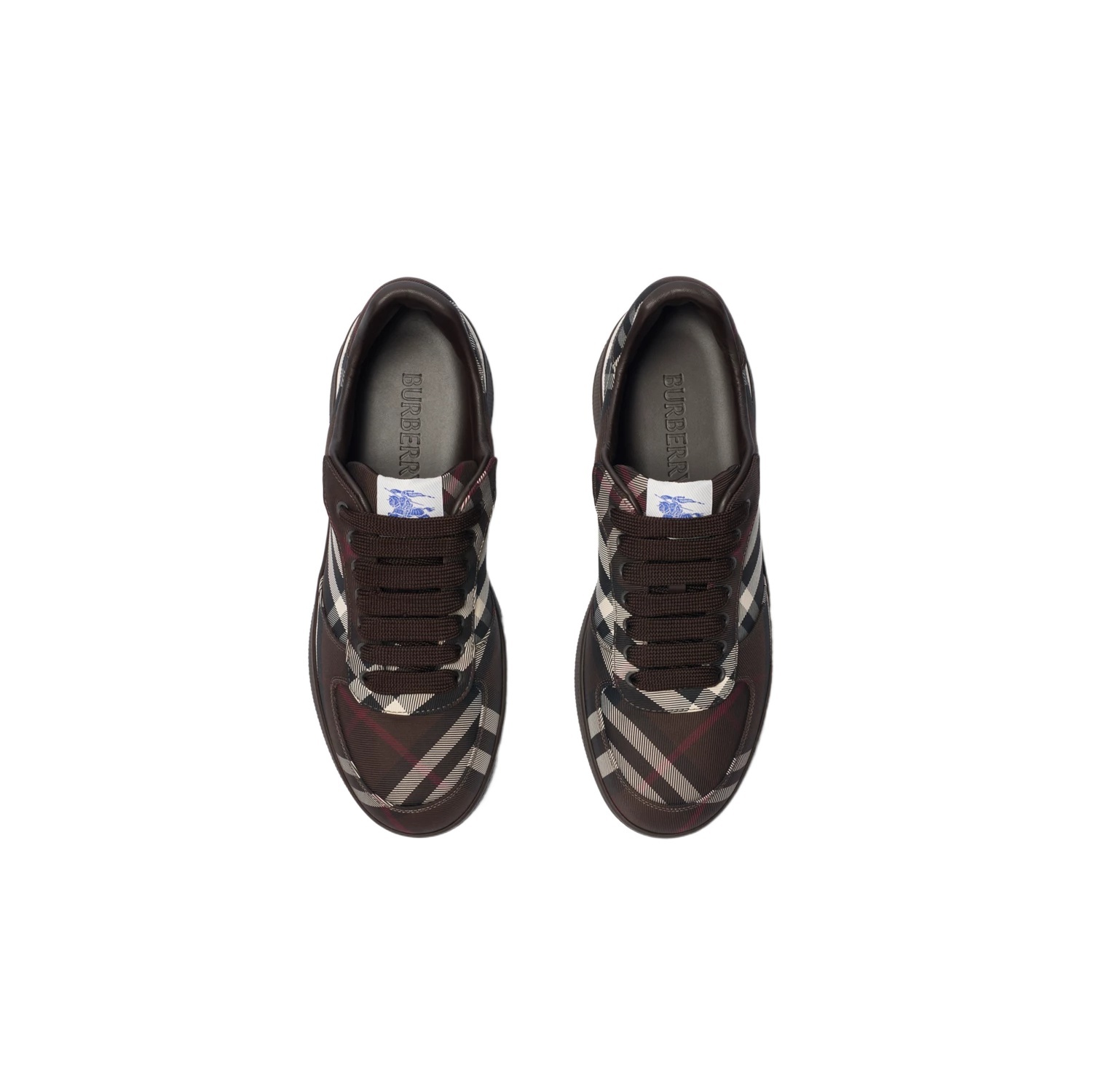 Burberry Check-pattern Lace-up Sneakers In Brown
