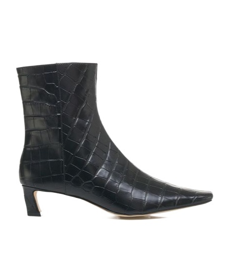 Shop Michael Kors 45mm Cosmo Crocodile-embossed Boots In Black