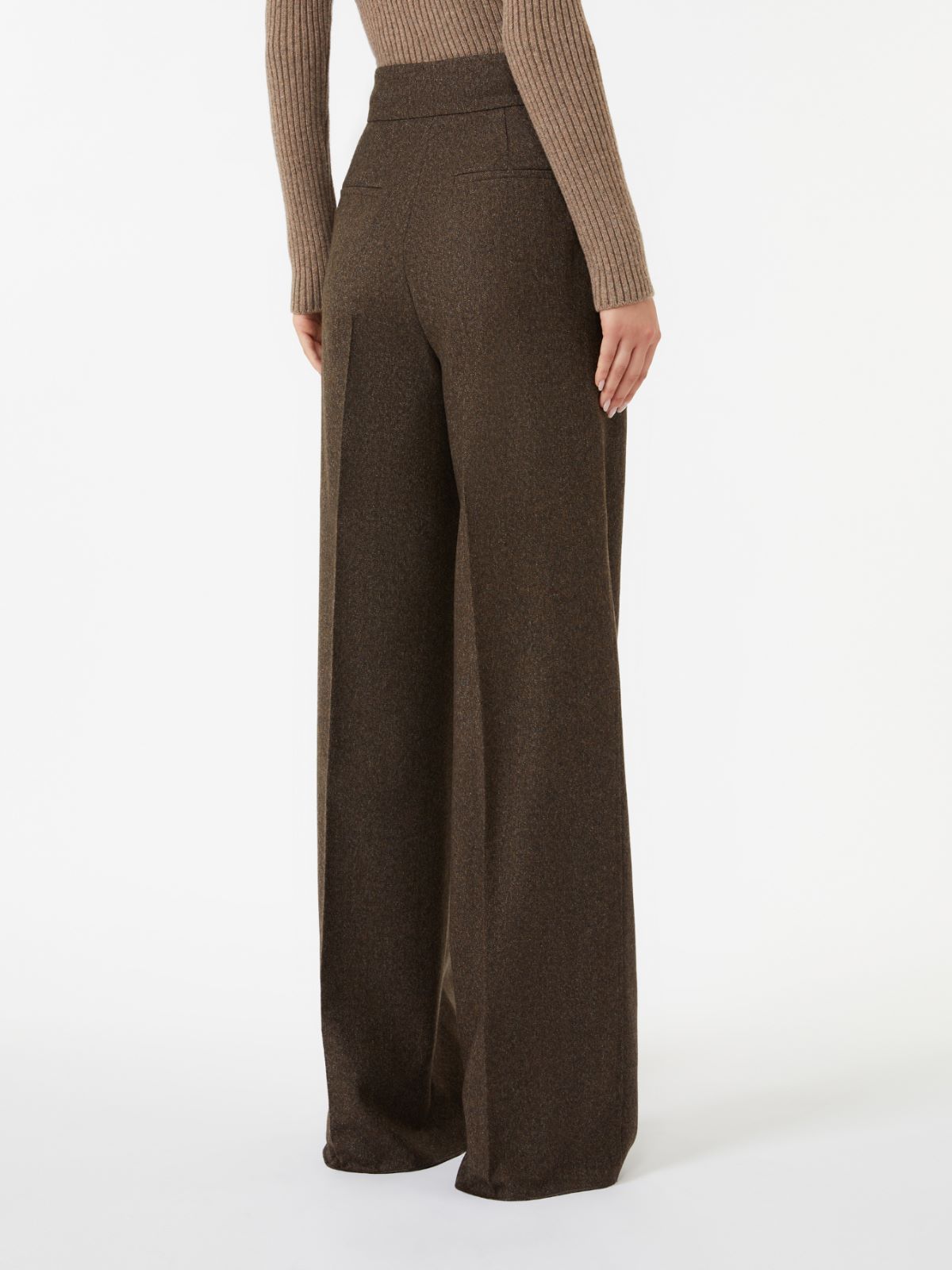 Max Mara High Waist Wide Leg Trousers With Pleats In Brown