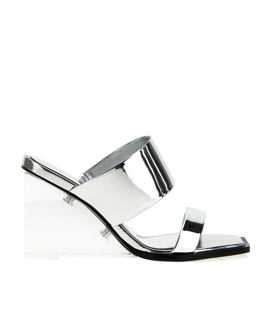 Alexander Mcqueen Square-toe Wedge-platform Sandals In White