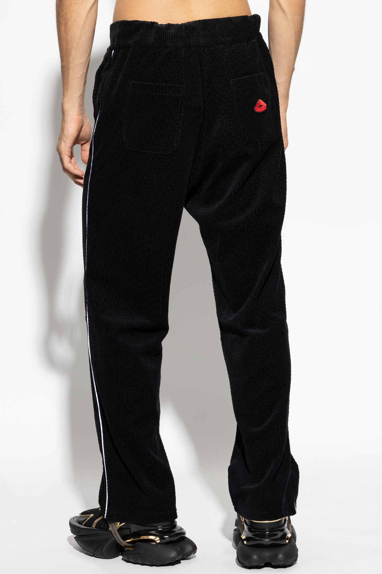 Balmain Elastic Waist Casual Pants In Black