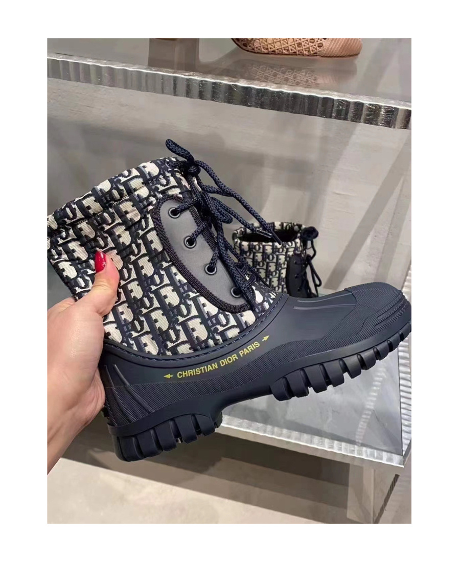 Dior Logo Lace Up Boots In Black