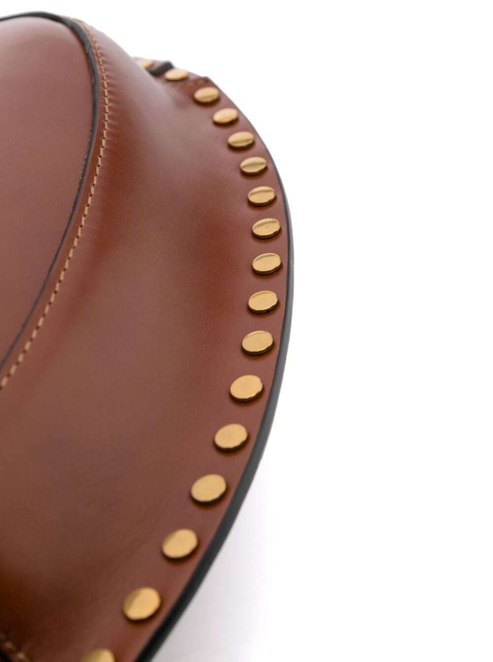 Isabel Marant Moon Calfskin Shoulder Bag With Gold Stud In Brown