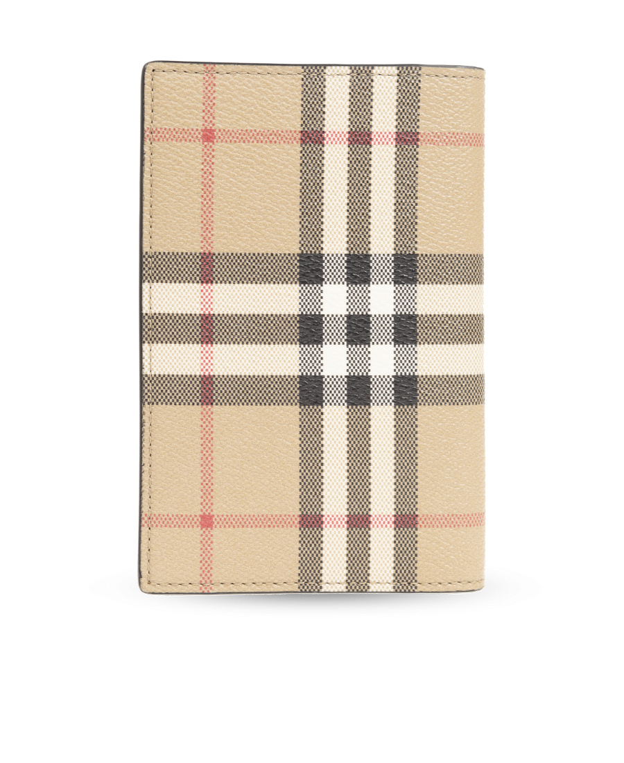 Burberry Checkered Leather Passport Holder In Nude