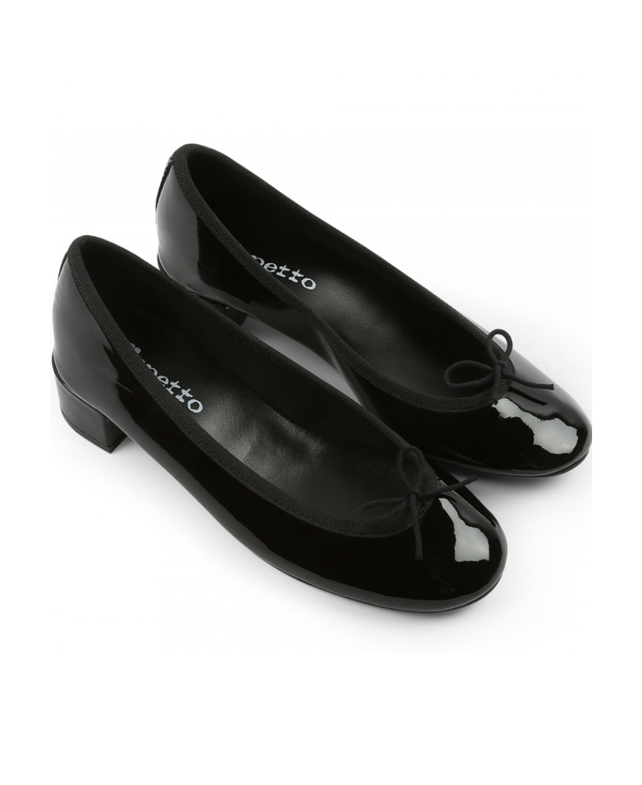 Repetto Camille Patent Leather Kitten Heeled Ballerina Pumps In Black