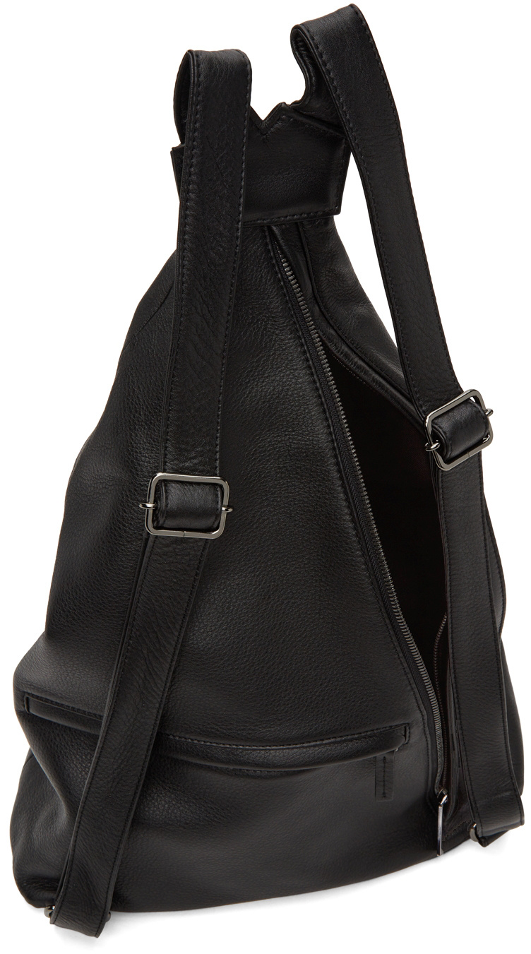Yohji Yamamoto Logo-embossed Leather Backpack In Black