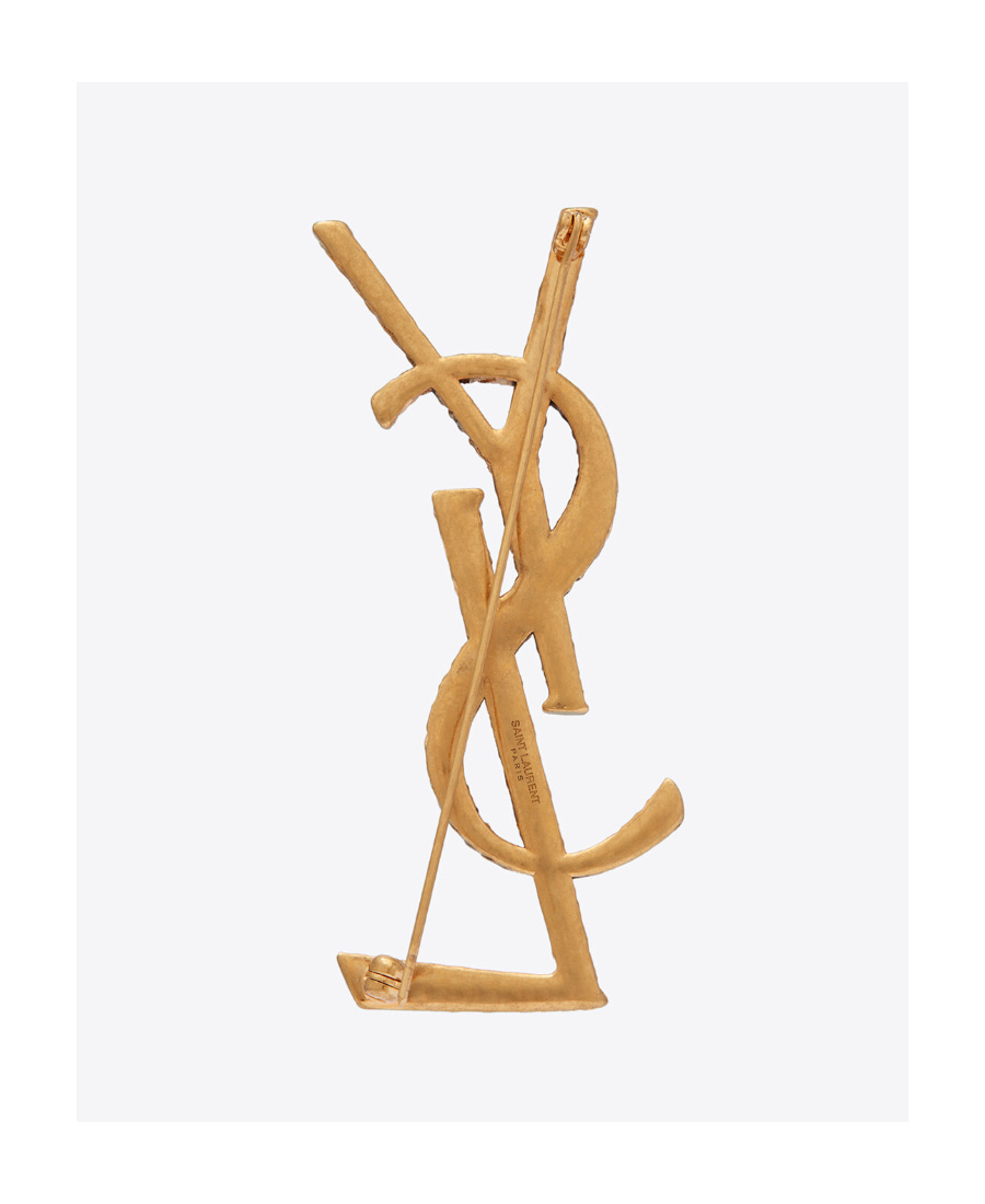 Saint Laurent Hammered Metal Cassandre Single Earring Accessories In Yellow