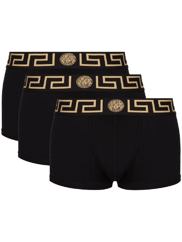 Versace Black Briefs With Elastic Waist With Medusa Print In Cotton Stretch Man In Black