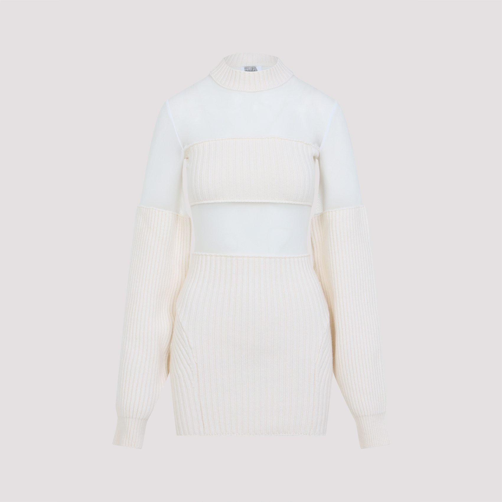 Jean Paul Gaultier Wool Short Dress With Mesh Details Women In Multi