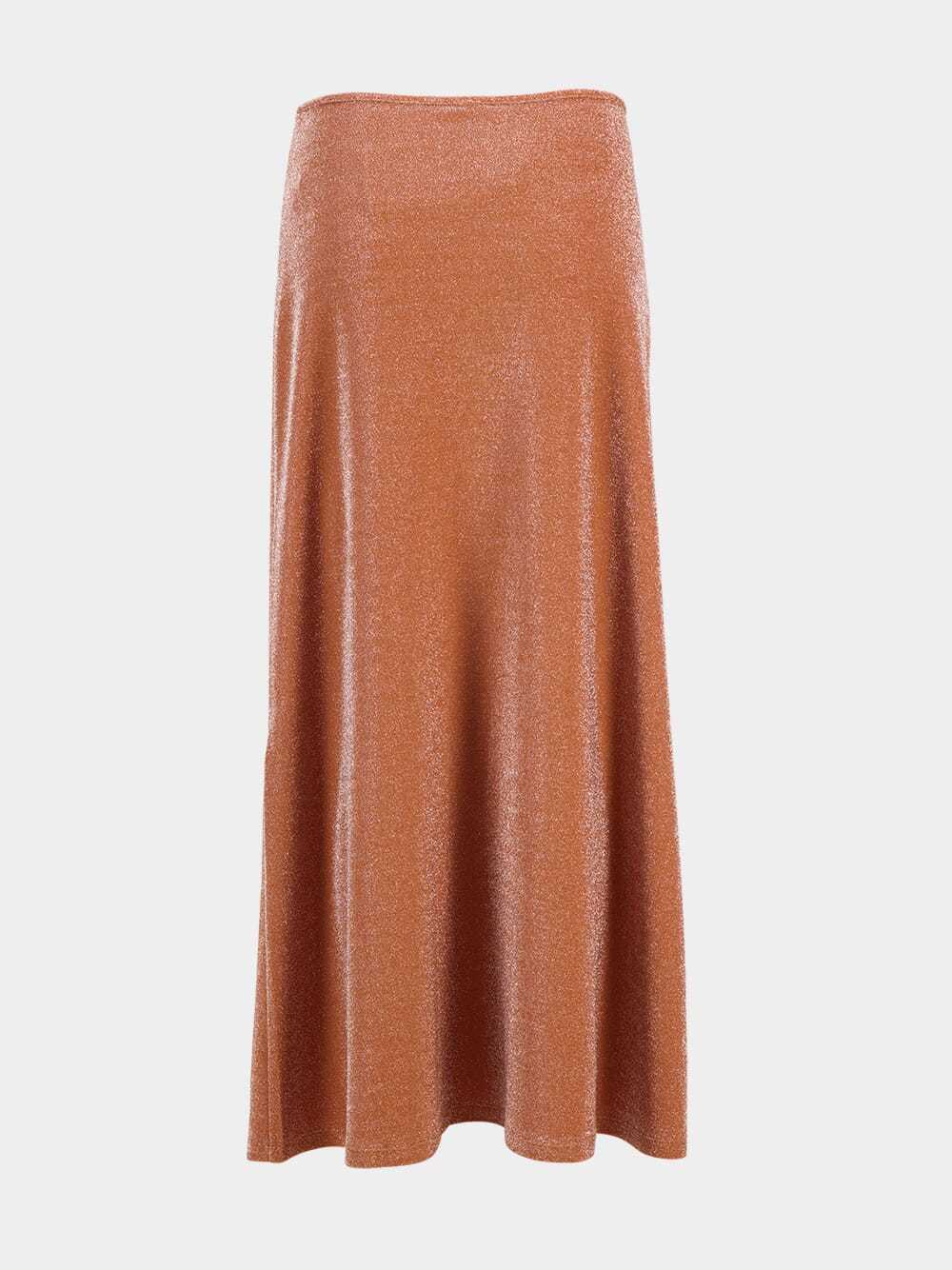 Johanna Ortiz Rainstorm Lurex-detail Midi Skirt In Brown