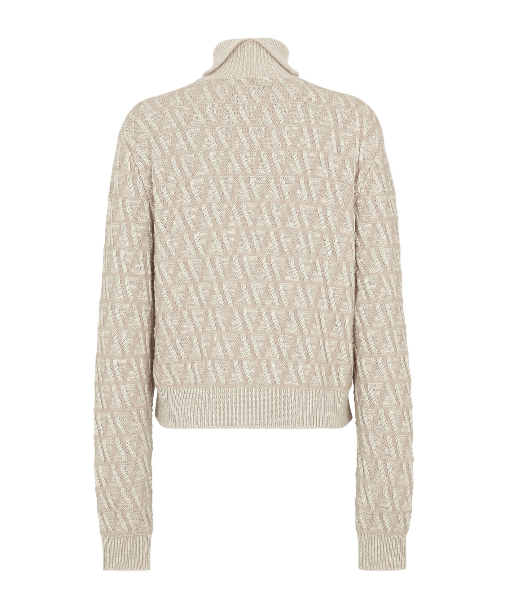 Fendi Beige Ff Wool And Cashmere Turtleneck Jumper In Nude