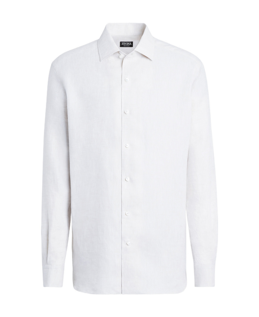 Zegna Micro Striped Trecapi Tailored Fit Long Sleeve Shirt In White