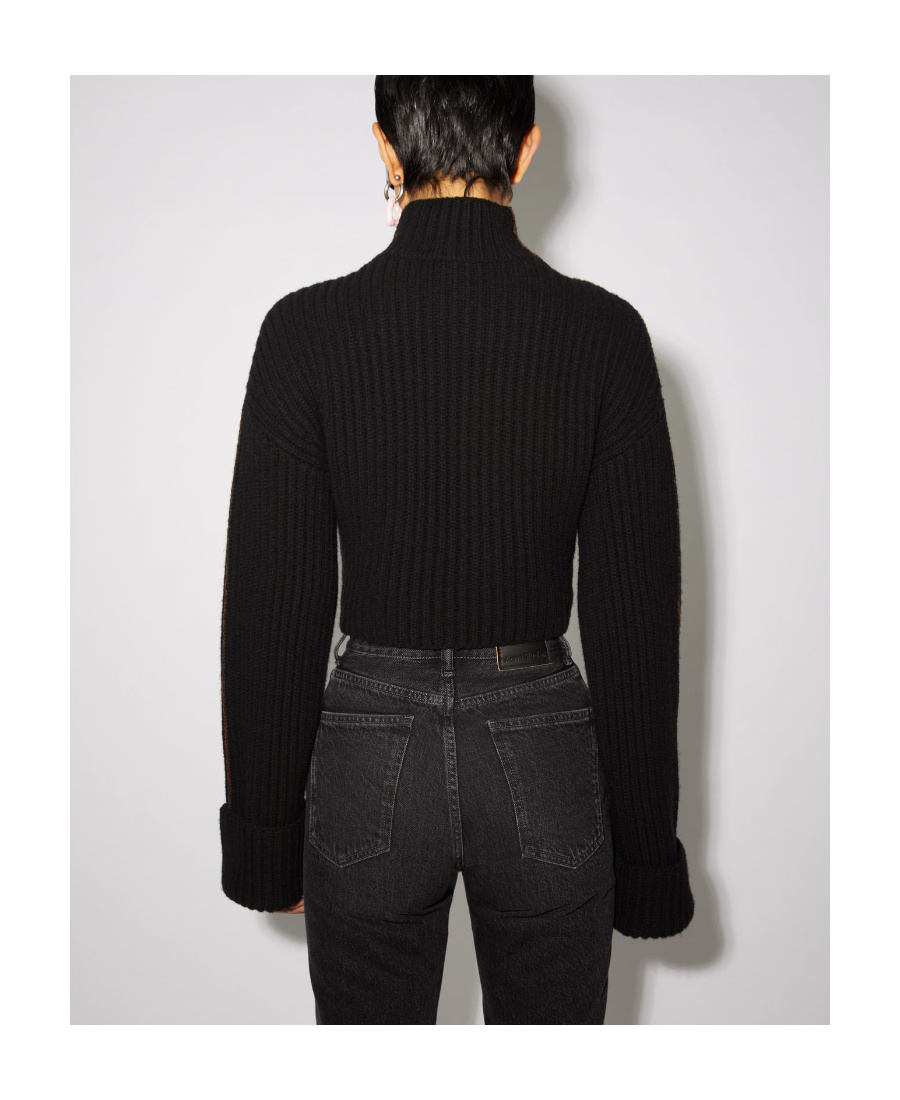 Acne Studios Black Short Round Lapel Sweater In Black