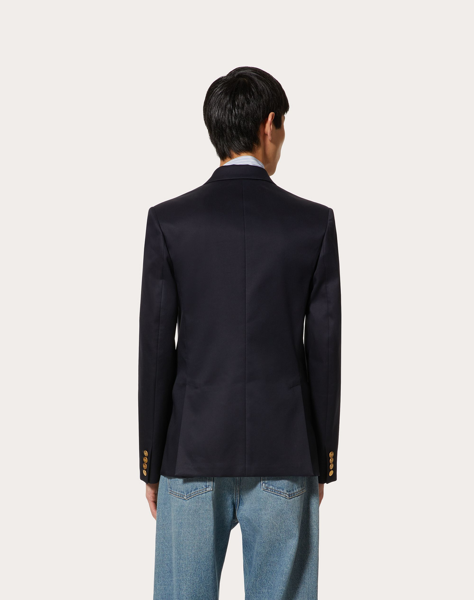 Valentino Men's Cotton Buttoned Blazer In Black