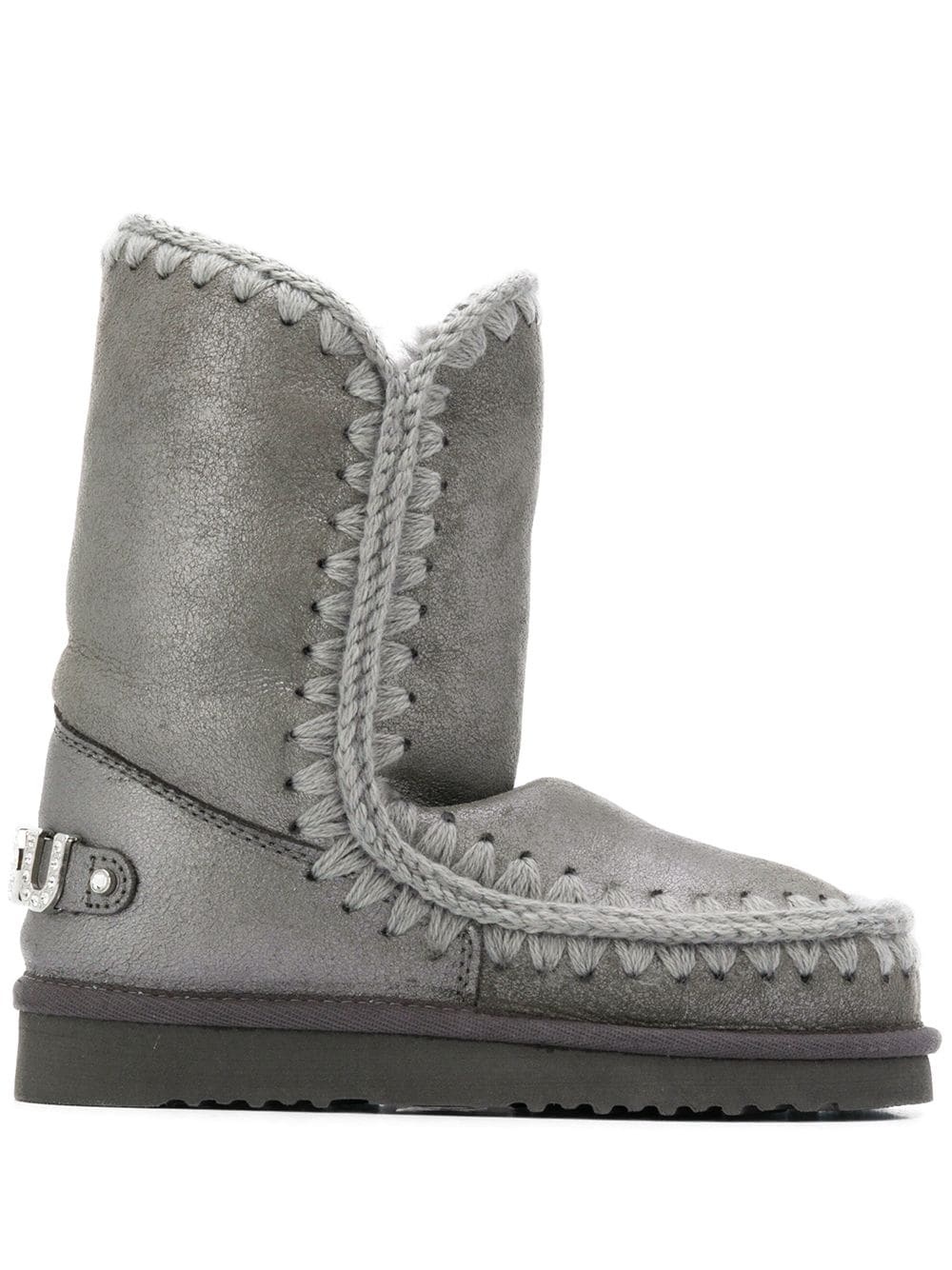 Mou Logo Boots In Gray