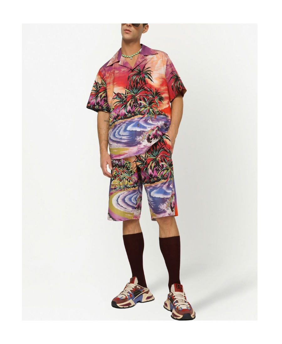 Dolce & Gabbana Bermuda Shorts With Hawaii Print In Multi