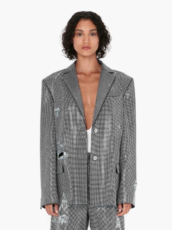 Jw Anderson Studded Distressed Blazer In Black